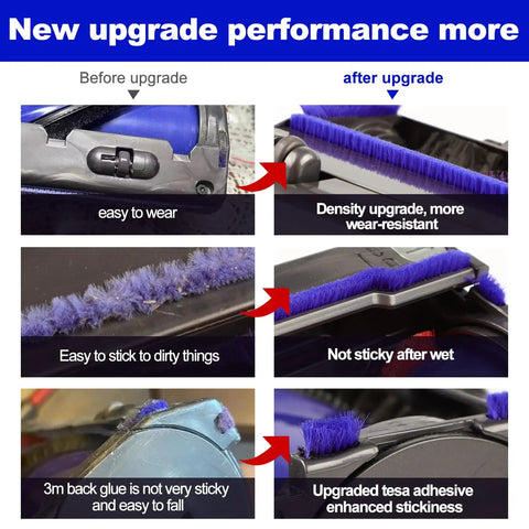 Soft Plush Strips Plus Front Roller Axle Replacement Kit For Dyson V6 V7 Direct Drive Cleaner Head Keeps Suction Smooth Reduces Resistance Easy DIY Install Durable Maintenance Part For Daily Cleaning