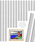 Pro Grade Stained Glass Layout Block Kit Comes With Eighty Durable Push Pins Includes 12 8 6 And 3 Inch Templates, aluminum bars and push pins.