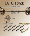 Top Tier Premium Heavy Duty 2 Pack Straight Up Vintage Solid Brass Door Hooks And Eye Latch Hardware 4.85 Inch size reference with screws