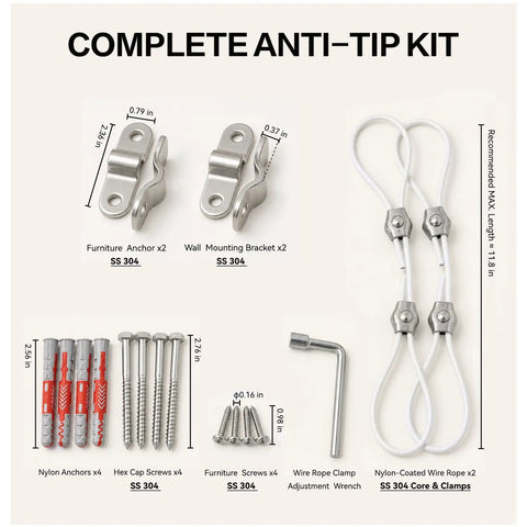 Heavy Duty Furniture Anchors Tough As Nails For Baby Proofing Earthquake Safety 304 Stainless Steel Rock Solid Anti Tip Brackets components kit