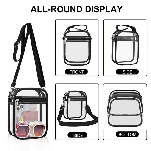 Stadium Approved Clear Bag For Women Crossbody Purse See Through Tote For Concerts Festivals And Sports Events Dual Compartment angles