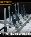 Heavy Duty Welding Clamps Set of 2 for 5/8 Inch Fixture Holes on a metal workbench