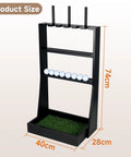 Solid Wood Golf Putter Stand And Club Organizer With 36 Ball Tray Room For 6 Clubs And 3 Head Covers Indoor Outdoor Display Rack.