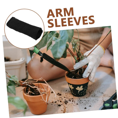 Heavy Duty Cut Resistant Arm Guards And Thorn Proof Work Sleeves Delivering Badass Coverage For Mechanics Welders Gardeners Handling Outdoor Tasks And Weekend Project Grind during gardening, black arm sleeve protecting forearm.