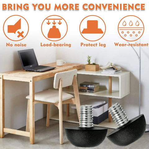 Upgrade Your Home Setup With Eight Piece Adjustable M8 Furniture Levelers featuring tough stainless steel and nylon base, close-up view.