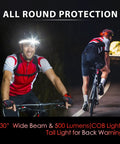 Cyclists wearing a Rechargeable Led Headlamp With 230 Degree Wide Beam And Four Light Modes for night riding in a dark tunnel.