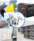 Keyed Alike Cam Locks For Cabinets And Drawers, Five Eighth Inch Cylinder Fits Panels Up To 0.4 Inches Thick, Secure Lock Set