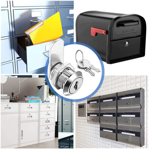 Keyed Alike Cam Locks For Cabinets And Drawers, Five Eighth Inch Cylinder Fits Panels Up To 0.4 Inches Thick, Secure Lock Set