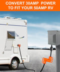 30 Amp To 50 Amp RV Adapter With Built In Circuit Breaker Not For EVs TT30P To 1450R LED Power Indicator used with RV