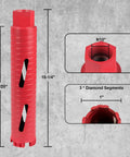 Dry And Wet Multipurpose Diamond Core Drill Bit One Inch With Laser Welded Diamond Coated Hole Saw for Reinforced Concrete Brick and Hard Masonry