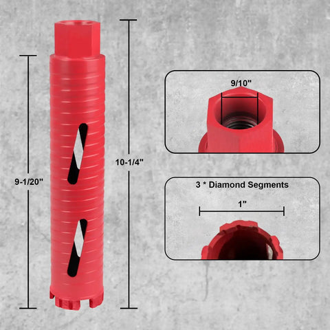 Dry And Wet Multipurpose Diamond Core Drill Bit One Inch With Laser Welded Diamond Coated Hole Saw for Reinforced Concrete Brick and Hard Masonry