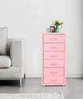 Heavy Duty Steel Rolling File Cabinet With Secure Key Lock And Smooth Swivel Casters For Under Desk Office Organizing, pink, 14x18x28