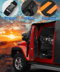 Wrangler Four Door Cab Cover For JK JL Unlimited 2007 To 2026 Waterproof All Weather with zipper access; open driver door view