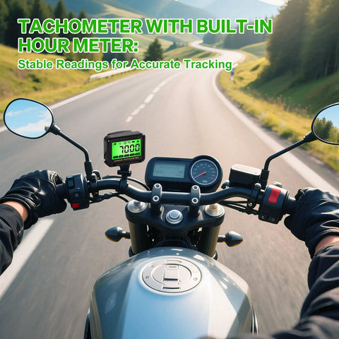 Digital Tachometer For Small Engines With LCD RPM Meter Hour Meter Waterproof Pulse Tach Replaceable Battery Boss For Lawn Mowers Dirt Bikes Boats Marine And UTVs 0 To 18,000 RPM Two Mode And Up To 36,000 RPM Three Mode Alarm Memory Auto Sleep