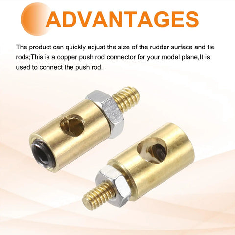 RC Hobbyist Linkage Stoppers Set With Nuts And Screws, Copper Gold Finish, Two Sizes Visible