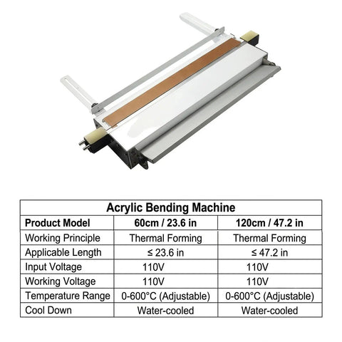 Heavy Duty Acrylic Bending Machine 110V Thermal Sheet Bender with dual lengths of 23.6 and 47.2 inches for plastic projects.