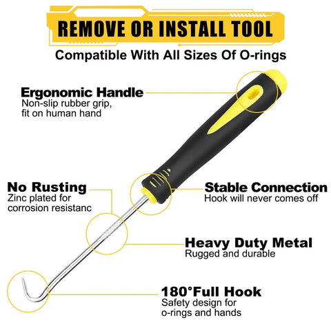 180 degree pick tool from 380 Piece Rubber And Silicone O Ring And Washer Kit with ergonomic handle and heavy-duty metal