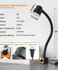 Heavy Duty Magnetic Work Light Delivering Badass 1200 Lumens Through A Flexible Gooseneck Shaft With A Rock Solid Magnetic Base, 20 inch flexible neck.