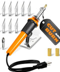 Awesome Hot Knife Plastic Cutter Tool Set With 30W Power And 55 Inch Long Cable Includes Ten Carbon Steel Blades and two blade holders.