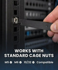 Smooth Sailing Cage Nut Tool For Square Hole Rack Rails No Sweat Quick Install Mounting Hardware Sx1100 installing cage nut into a rack.