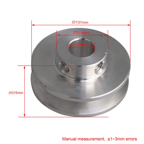 V Shape Aluminum Alloy Pulley Wheel For Motor Shaft 3.1x1.5x0.8cm Fixed Single Bore 31mm Diameter 8mm Hole 15mm Thick