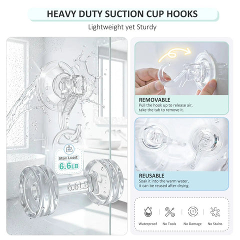Clear Suction Cup Hooks For Shower Small Size Heavy Duty Removable And Reusable Transparent Bathroom Organizer