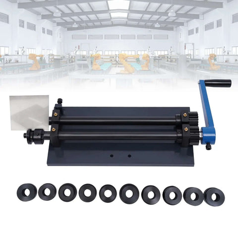 Sheet Metal Bead Roller Machine With 12 Inch Gear Drive Bench 6 Dies Set Manual Crank Durable Steel Construction for auto body fabrication.
