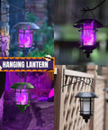Six Pack Solar Flame Torch Lights Outdoor Dual Use Flickering Purple Flame Garden Lanterns Auto On Off Waterproof Halloween Lighting For Lawn Patio Yard Walkway Driveway installed on fences and walls