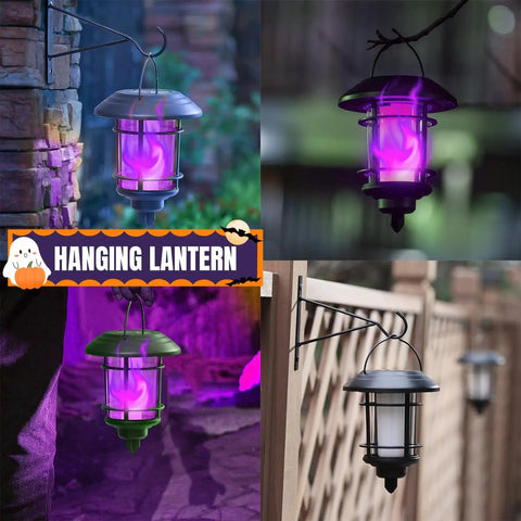 Six Pack Solar Flame Torch Lights Outdoor Dual Use Flickering Purple Flame Garden Lanterns Auto On Off Waterproof Halloween Lighting For Lawn Patio Yard Walkway Driveway installed on fences and walls
