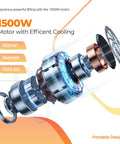 3 In 1 Electric Hoist Winch 1500W motor with efficient cooling, 1100 lbs capacity, 5m/min speed, for warehouses and factories.
