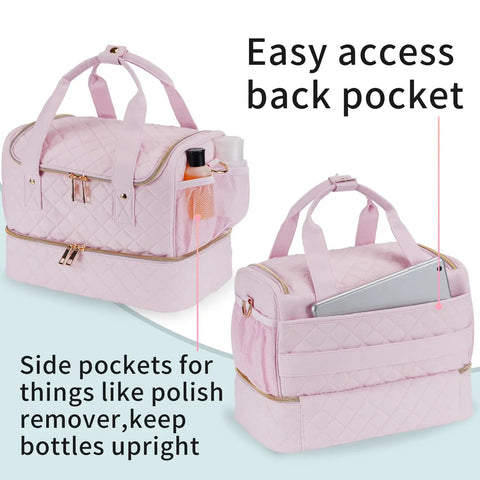 Nail Polish Organizer Case That Fits One Nail Lamp And Fifty Bottles Waterproof Storage With Leakproof Side Pockets