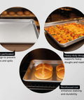 Beefy Heavy Duty Aluminum Full Size Sheet Pan 26 By 18 Inch With Reinforced Rim And Rimmed Edges Dishwasher Safe in baking use.