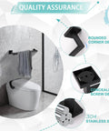 2 Pack Matte Black 24 Inch Stainless Steel Bathroom Towel Bar Set Wall Mount Towel Rack Hanger shown above toilet with design features inset