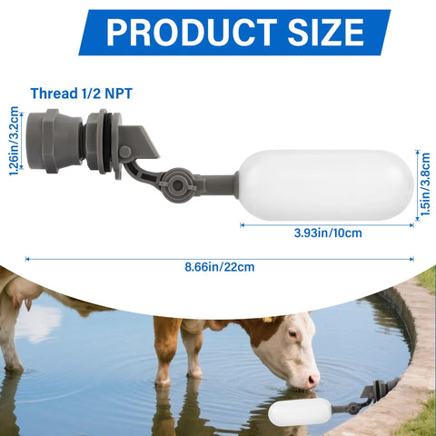 2 Pack One Half Inch NPT Mini Float Ball Valve Kit For Auto Water Tank Durable ABS Top Up Valve For Ponds Chickens Livestock Troughs Aquariums Hydroponics And Aquaculture, 1/2 NPT
