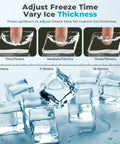 Adjustable freeze time options for Top Tier Countertop Ice Cube Maker Delivers Legit Square Ice In Mere Minutes While Pulling 26 Pounds Per Day.