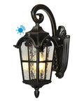 Dusk To Dawn Outdoor Wall Light With Built In Sensor No Fuss Easy Install Auto On Off At Night Waterproof Exterior Lantern Black Roman Style 17.7 Inch Sconce