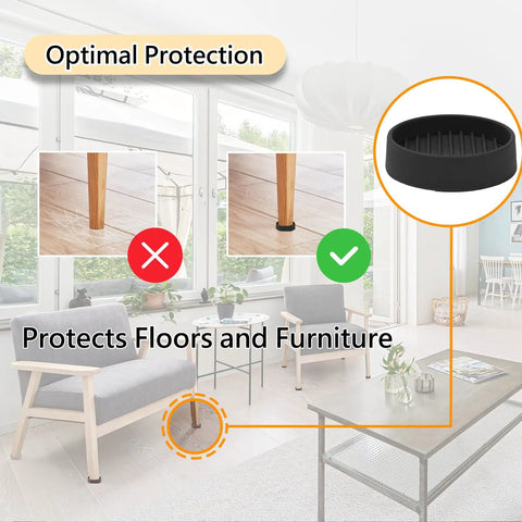 Heavy Duty Rubber Furniture Caster Cups, 1.5 Inch Non Slip Round Floor Savers under chair legs for optimal floor protection.