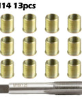 Engine Thread Restorer Kit M14x1.25 With 12 Galvanized Stainless Inserts And High Speed Steel Tap For Stripped Spark Holes In Modular Engines Quick Fix To Save Head Replacement, 12 inserts and tap