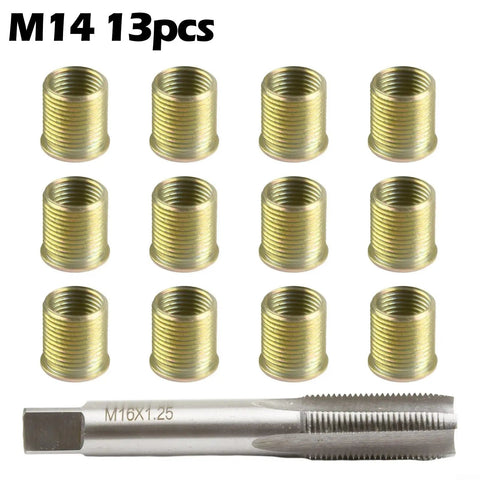 Engine Thread Restorer Kit M14x1.25 With 12 Galvanized Stainless Inserts And High Speed Steel Tap For Stripped Spark Holes In Modular Engines Quick Fix To Save Head Replacement, 12 inserts and tap