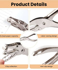 Seventeen Piece One Eighth Inch Circle Hole Punch Set features with anti-slip grip, labor-saving design, and chip collection for crafts.