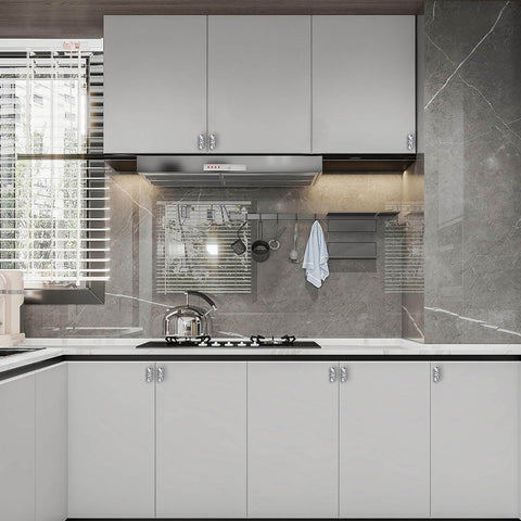 Polished Chrome Cabinet Knobs 10 Pack For Cabinets And Drawers Dresser Hardware Zinc Alloy Pulls installed in modern kitchen