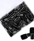 Heavy Duty 100 Pack Black Spoon Style Shelf Pins For Kitchen Cabinets And Home Bookshelves Snap Fit Adjustable Steel Pegs in clear case.