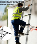 Telescoping Ladder Pro 24.6 Ft With 330 Lbs Capacity, EN 131 Certified, No Standing Zone Top Rungs, Heavy Duty Aluminum, Easy Extend Mechanism, Safe And Stable Ladder For Indoor And Outdoor Projects, anti-sway brace