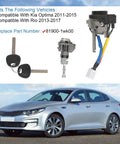 Ignition Lock Cylinder Switch And Left Door Lock Assembly For 2011-2015 Kia Optima And 2013-2017 Kia Rio Plug-And-Play Direct-Fit Replacement