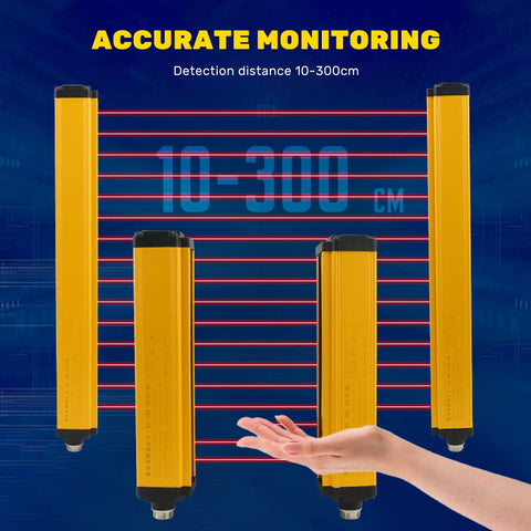 Heavy Duty Safety Light Curtain Sensor For Machinery, Infrared Barrier With Four Beams And 20mm Pitch, Non Contact Guarding