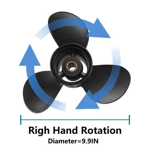 9.9 Inch Diameter 13 Pitch Boat Propeller With 10 Spline Aluminum OEM Upgrade Built Tough For Mercury 25 to 30HP And Tohatsu Nissan 3R0B645270 9 7 8 Inch Gearcase Right Hand 3 Blade