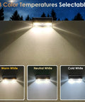 Top Shelf Solar Fence Lights Outdoor Pack Of Twelve With Three Custom Kelvin Options IP65 wall-mounted light with warm, neutral, cold options.