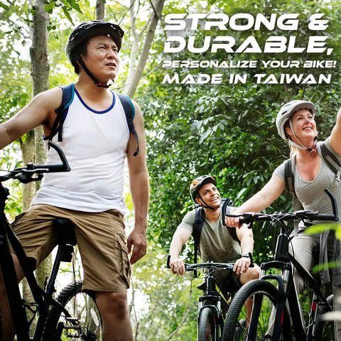 Group of cyclists enjoying a ride with Ergonomic Aluminum Bar Ends For MTB Bikes Seven Eighth Inch Handlebar Comfortable Upgrade.