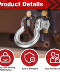 4 Pack 1 Inch D Ring Shackles Bow Shackle With One And One Eighth Screw Pin attached to vehicle frame
