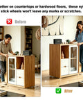 No Sweat Setup Slick Design 0.6 Inch White Low Profile Swivel Caster Wheels Set Of 4 shown on furniture with smooth glide motion.